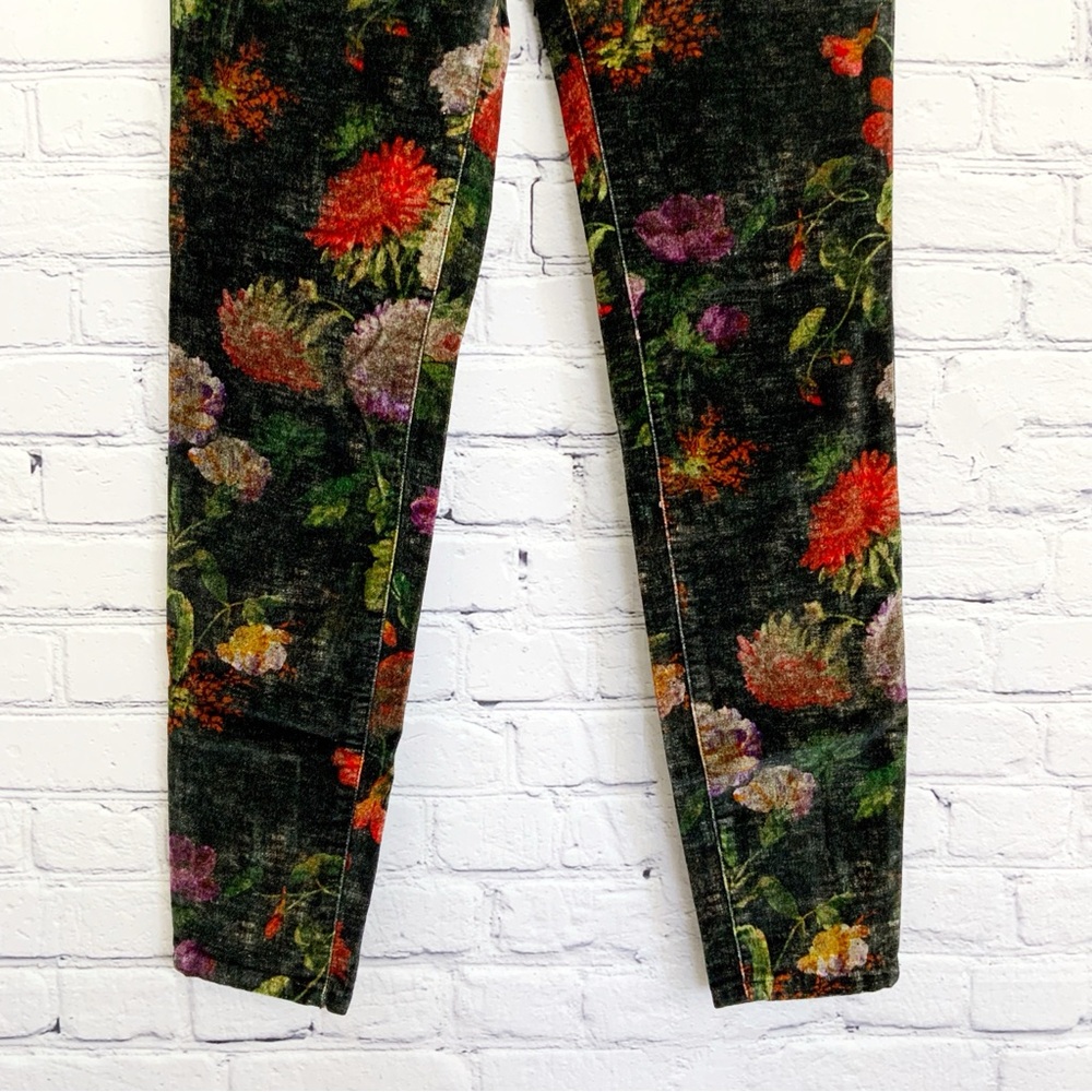 New Anthropologie Pilcro Velvet Floral Pants High Rise Skinny Ankle Size 27 - Picture 5 of 11